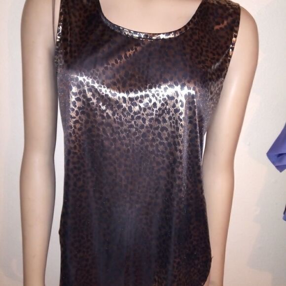 Black and gold silky TRIMMINGS sleeveless top - Picture 7 of 8